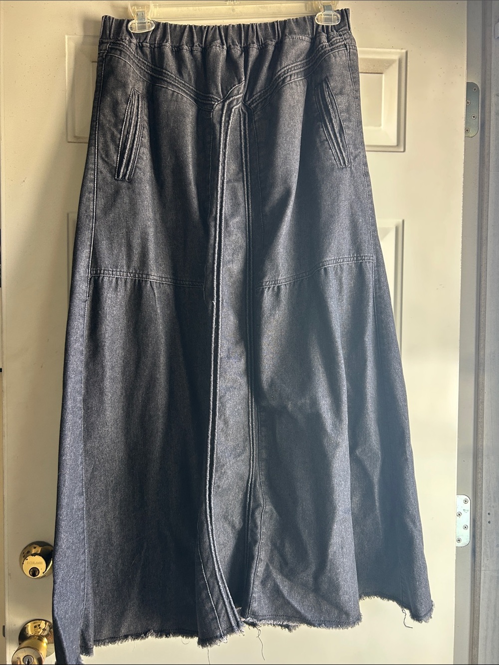 Black A-Line Maxi Skirt - Women's Denim-Style Skirt